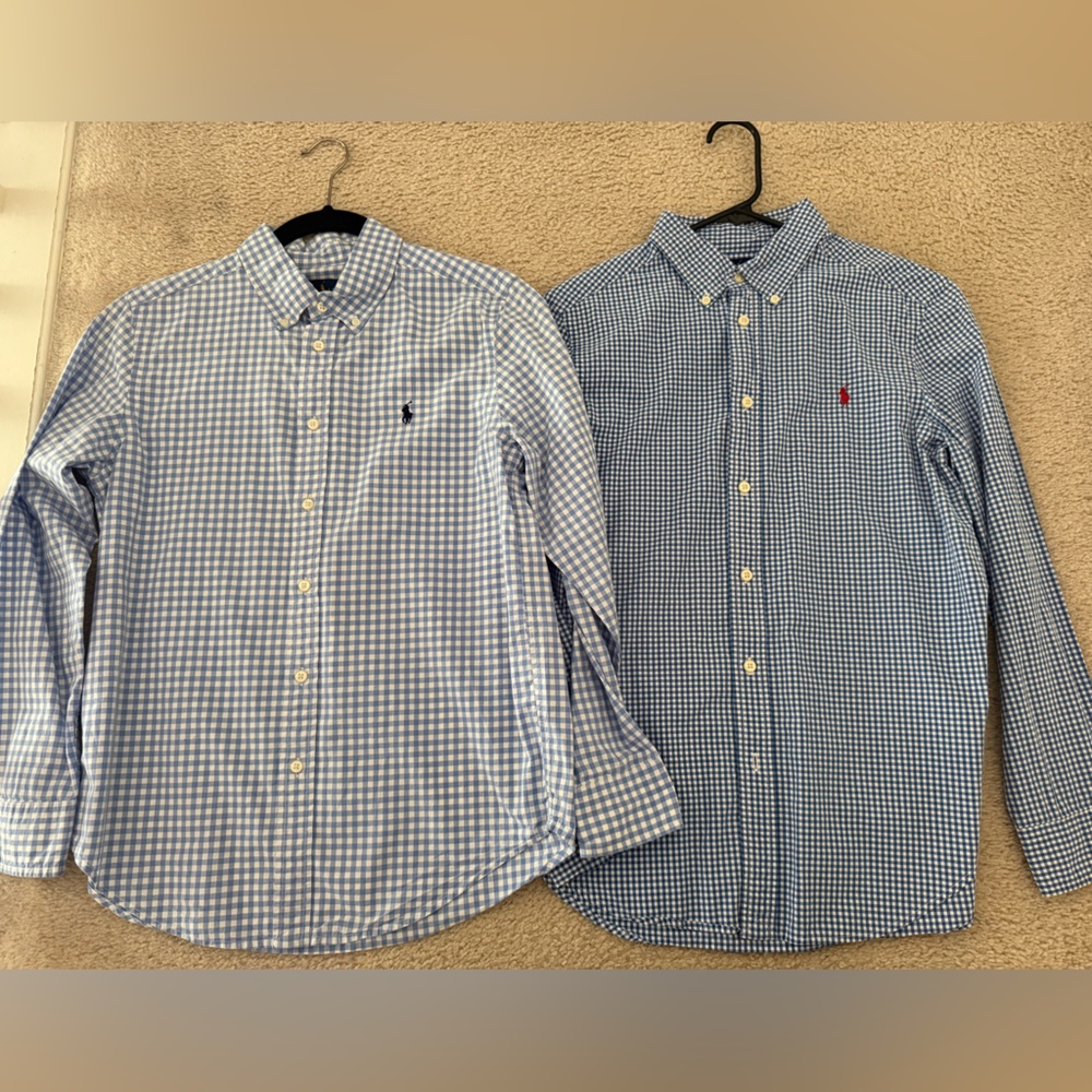 Ralph Lauren Light Blue and Navy Gingham Shirts